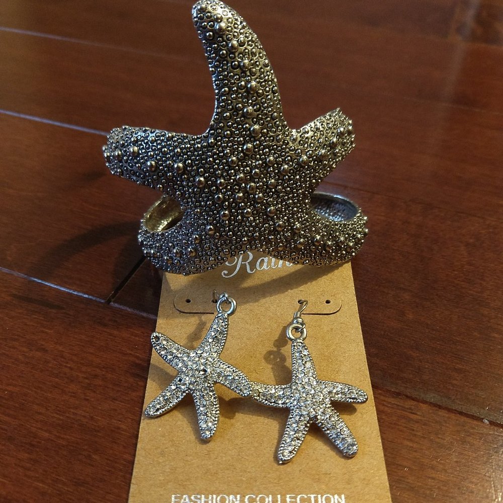 Starfish earring and bracelet set